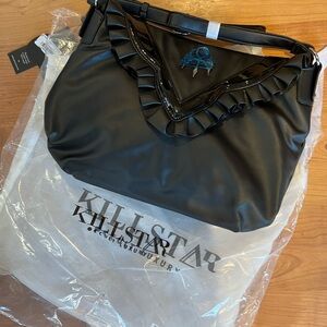 Killstar Black Ruffled ankh Shoulder Bag nwt Desira purse 16x14